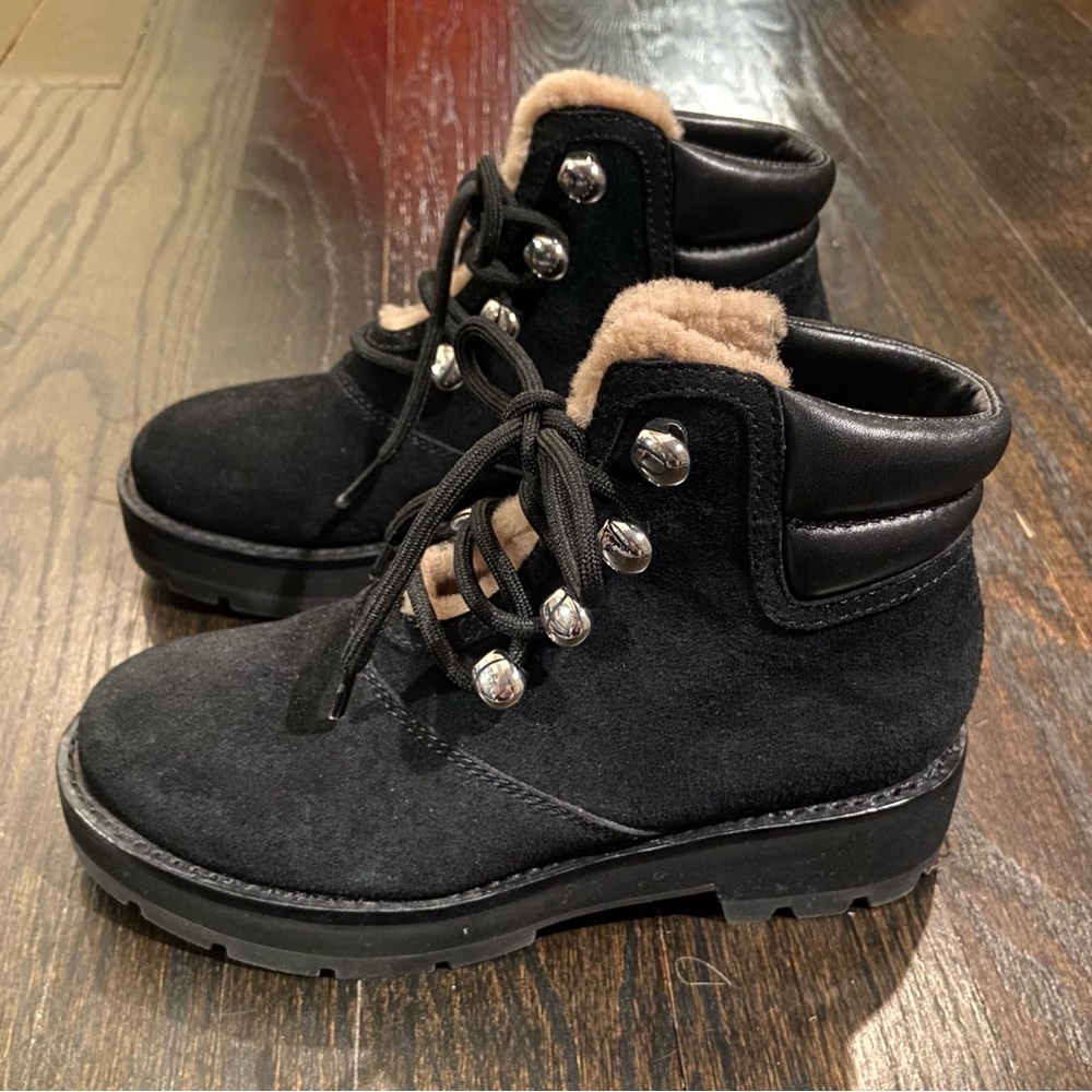 3.1 Phillip Lim Dylan Black Suede Shearling Lace Winter Boots
